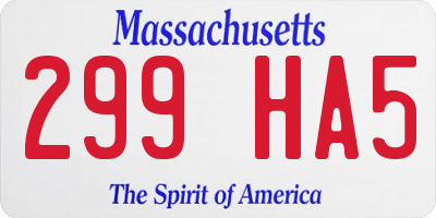 MA license plate 299HA5