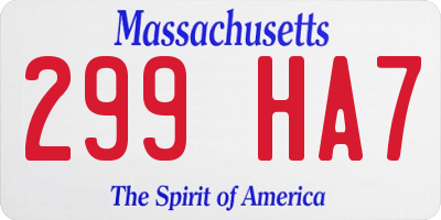 MA license plate 299HA7