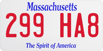 MA license plate 299HA8