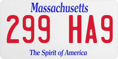 MA license plate 299HA9