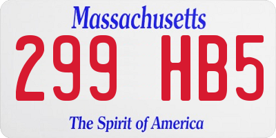 MA license plate 299HB5