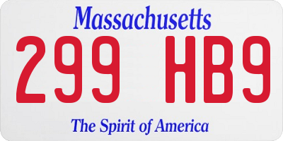 MA license plate 299HB9