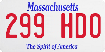 MA license plate 299HD0
