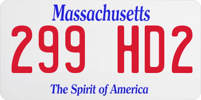 MA license plate 299HD2