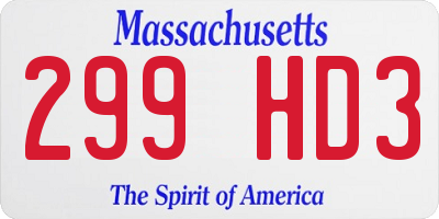 MA license plate 299HD3