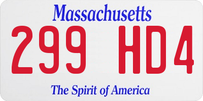 MA license plate 299HD4