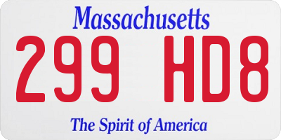 MA license plate 299HD8