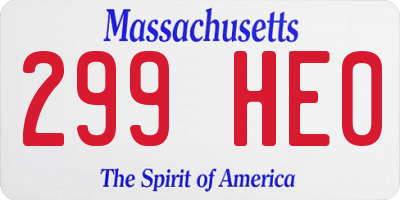 MA license plate 299HE0