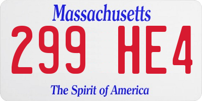 MA license plate 299HE4