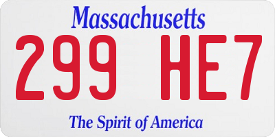 MA license plate 299HE7