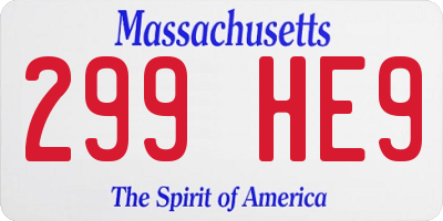 MA license plate 299HE9