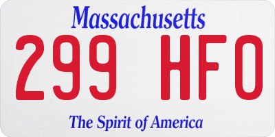 MA license plate 299HF0