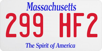 MA license plate 299HF2