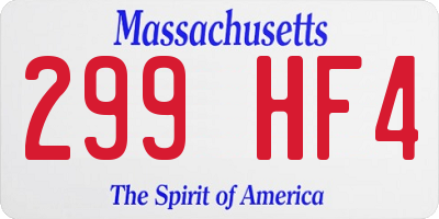 MA license plate 299HF4