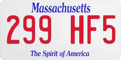 MA license plate 299HF5