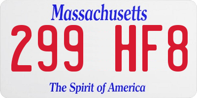 MA license plate 299HF8