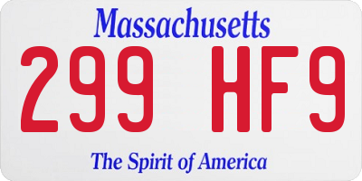 MA license plate 299HF9