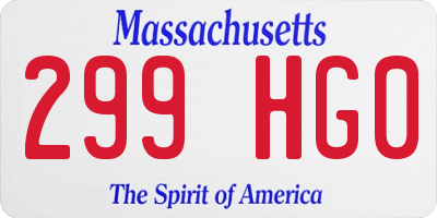 MA license plate 299HG0