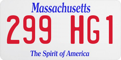 MA license plate 299HG1