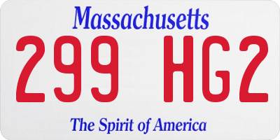 MA license plate 299HG2