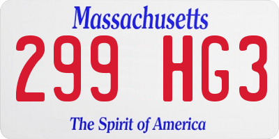 MA license plate 299HG3