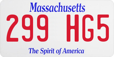 MA license plate 299HG5