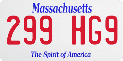 MA license plate 299HG9