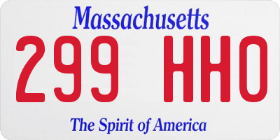 MA license plate 299HH0