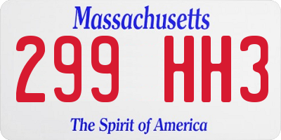 MA license plate 299HH3