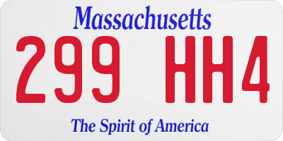 MA license plate 299HH4