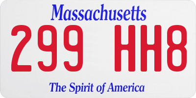 MA license plate 299HH8