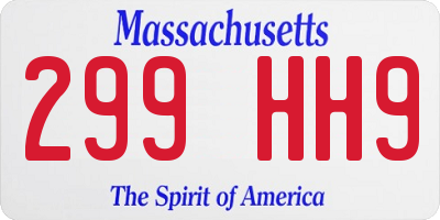 MA license plate 299HH9