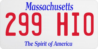 MA license plate 299HI0
