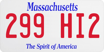 MA license plate 299HI2