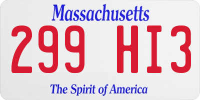 MA license plate 299HI3