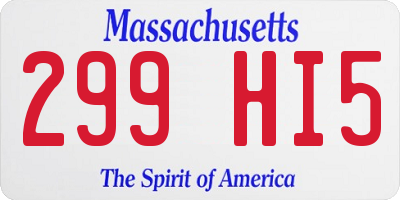 MA license plate 299HI5