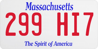 MA license plate 299HI7
