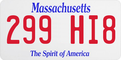 MA license plate 299HI8