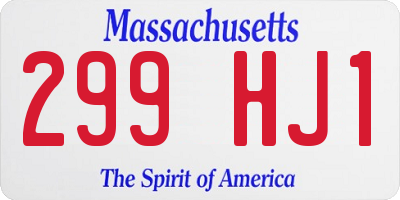 MA license plate 299HJ1