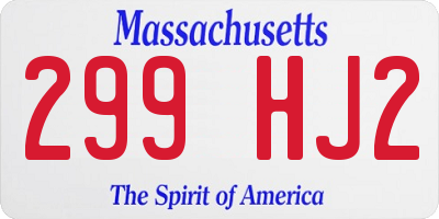 MA license plate 299HJ2