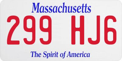 MA license plate 299HJ6