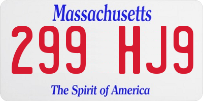 MA license plate 299HJ9