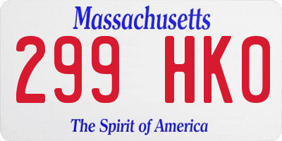 MA license plate 299HK0