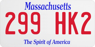 MA license plate 299HK2