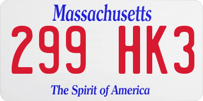 MA license plate 299HK3