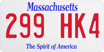 MA license plate 299HK4