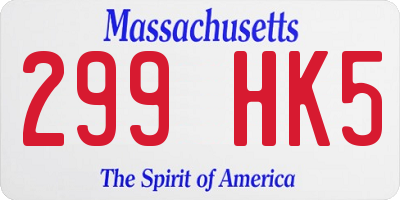 MA license plate 299HK5