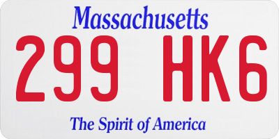 MA license plate 299HK6