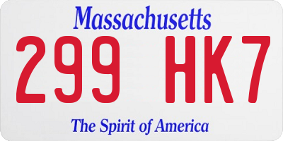 MA license plate 299HK7
