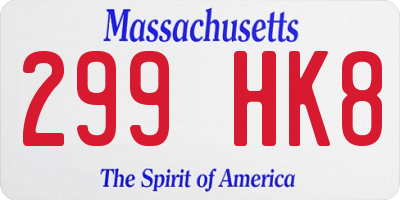 MA license plate 299HK8